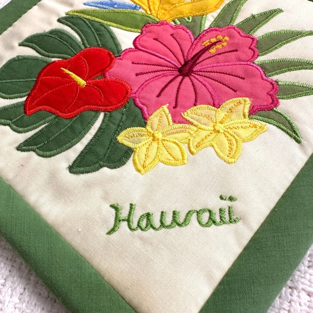 VTG Regency Creations Hawaii Embroidered Pot Holder Hot Pad Hibiscus Floral